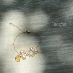 【限時免運費】Neugier K14gf Laurel淡水珍珠和香檳石英手鍊 第1張的照片