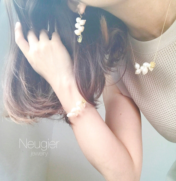 【限時免運費】Neugier K14gf Laurel淡水珍珠和香檳石英手鍊 第2張的照片