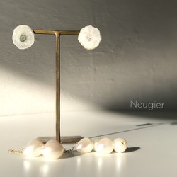 免費送貨 Neugier Solar Flower 太陽能石英和淡水珍珠 2way 耳環 第3張的照片