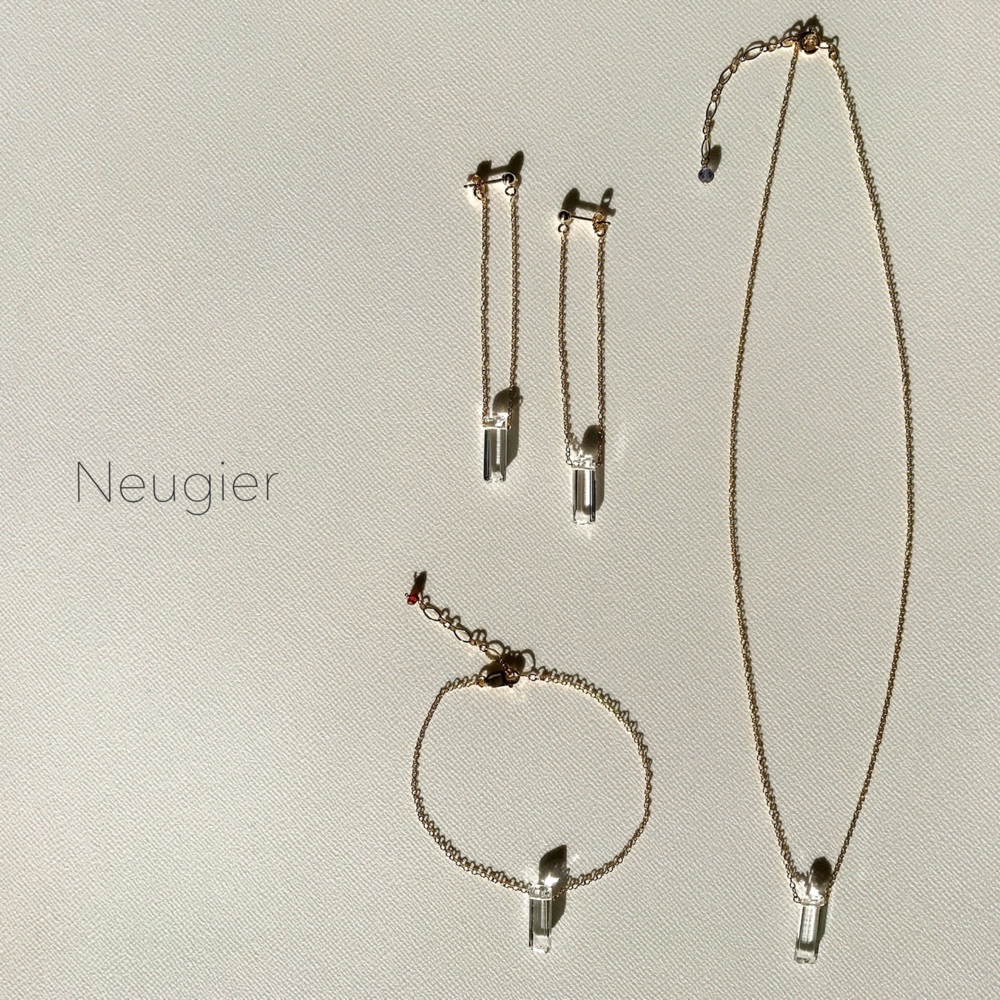 【期間限定送料無料】 クリスタルギフトに　宝石質クリスタルクォーツのジュエリー3点セット　14kgf