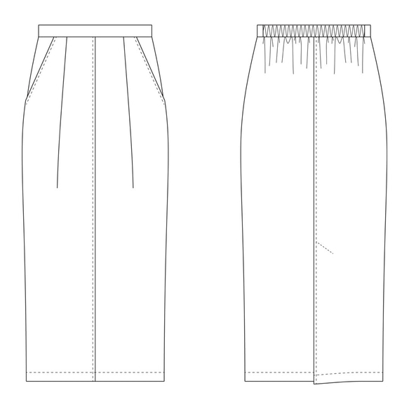 【型紙】フロントタックのタイトスカート(FBSK-01)パターン・レシピ付き 5枚目の画像