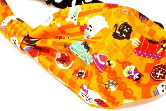 販売終了★POPでキュートなハロウィンのリボンヘアバンド★　オレンジ 3枚目の画像