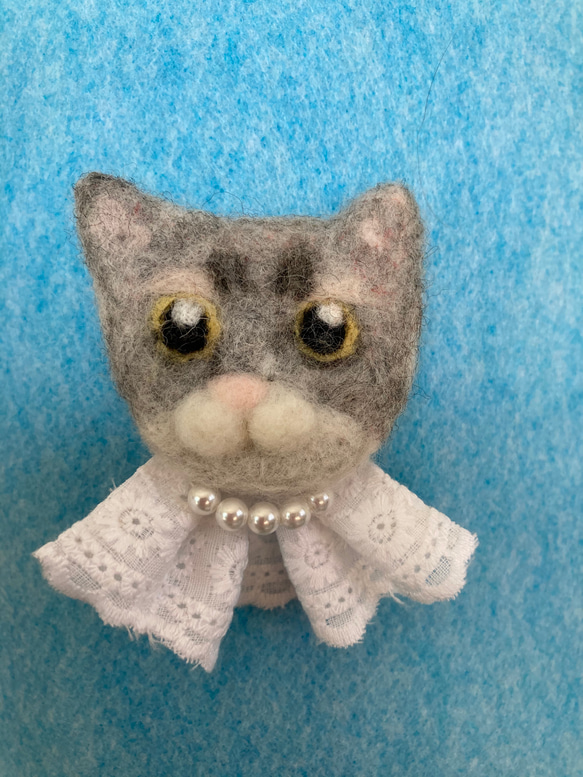 羊毛フェルト　猫　サバトラ猫 51449_6.jpg