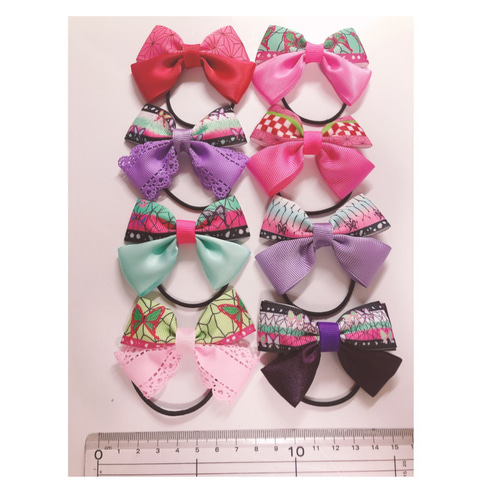 く日はお得♪ ハンドメイド ルナ3ママ ヘアゴム 和柄 8こ ヘアゴム リボン ファッション雑貨