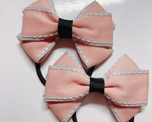 リボン ヘアゴム♡カノンリボン～long～♡花柄ブルー♡ハンドメイド