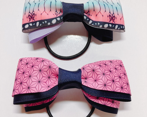 1990ポニーオー☆リボン　ヘアゴム  ロゴリボン　ハンドメイド 0_c83c0db1148c7d7459a0cca91e75