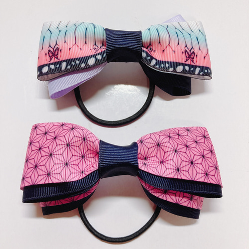 ハンドメイド リボン ヘアゴム 子供 大人 ポニーテール 2個セット 和柄  