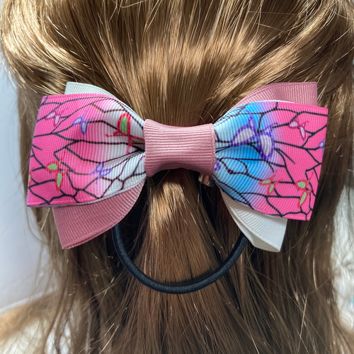 ハンドメイド リボン 2個セット ヘアゴム 和柄 12センチ 子供 大人