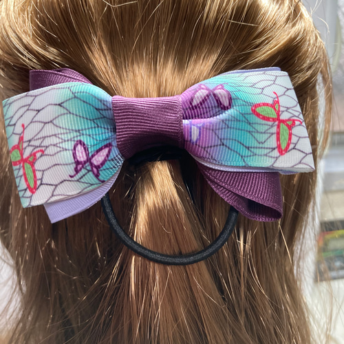 ハンドメイド リボン 2個セット ヘアゴム 子供 大人 ポニーテール 12  