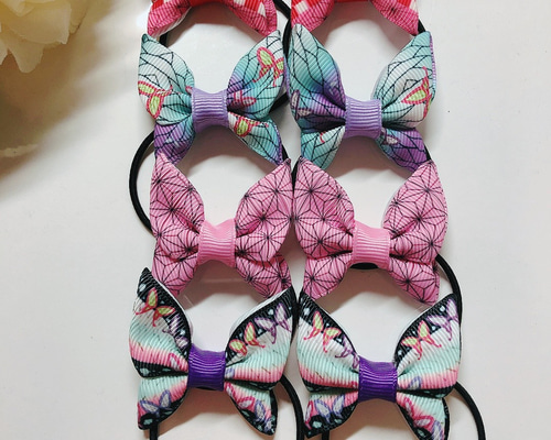 ハンドメイド リボン 小さめ ヘアゴム 8個セット 蝶々 和柄