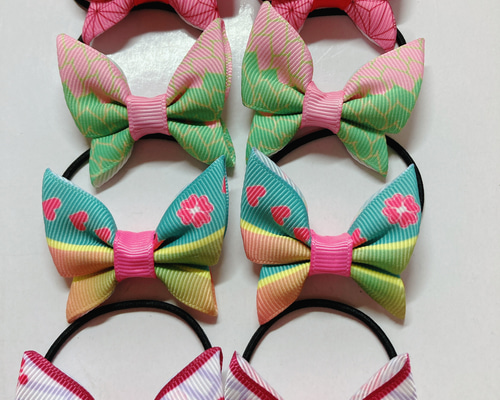 リボンヘアゴム♡セレシャムリボン♡マスタード♡ハンドメイド