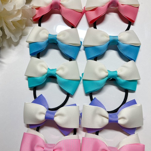 ハンドメイド リボン ヘアゴム 7センチくらい 10個セット