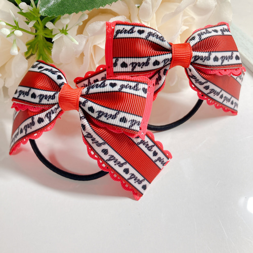 【193】 ハンドメイド　リボン　ヘアゴム ハンドメイド リボン ヘアゴム レース 10個セット かわいい