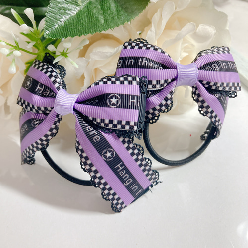 No.644 キッズ　ヘアゴム　リボン　ハンドメイド　パープル No.644 キッズ ヘアゴム リボン ハンドメイド パープル No.644 キッズ