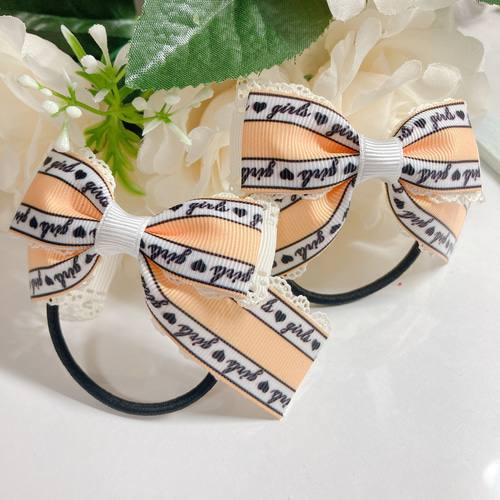 選べる 2色4個セット チア ドット リボン 発表会 ダンス ヘアゴム