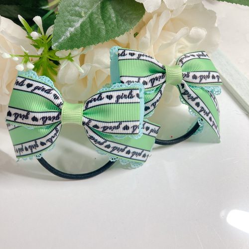 選べる 2色4個セット チア ドット リボン 発表会 ダンス