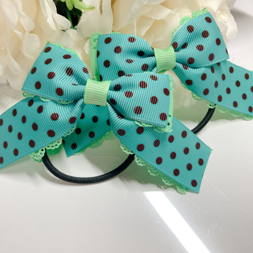 【228】 ハンドメイド　リボン　ヘアゴム 楽天市場】ハンドメイド リボンヘアゴム 9種類〔国産・手作り