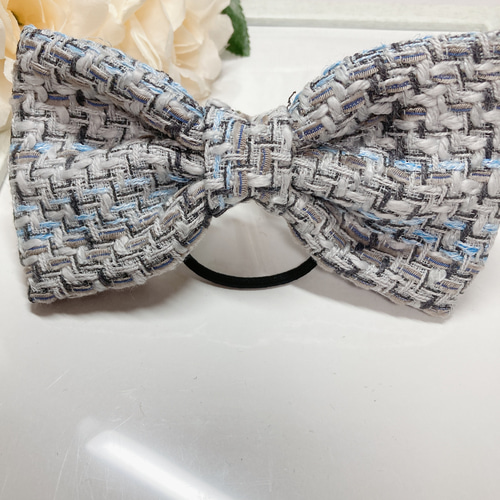 ツイードリボン 色選 ハンドメイド リボン ヘアゴム ヘアアクセ 親子