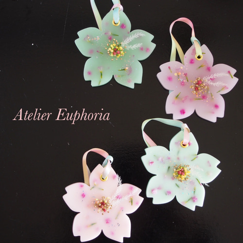 春色 パラフィンワックス ❀桜のアロマワックスサシェ【桜色orグリーン