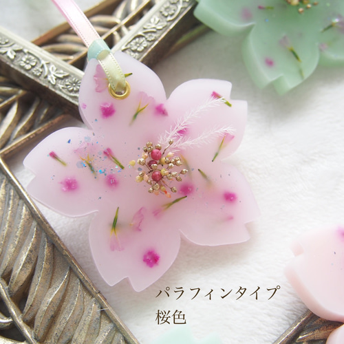 春色 パラフィンワックス ❀桜のアロマワックスサシェ【桜色or