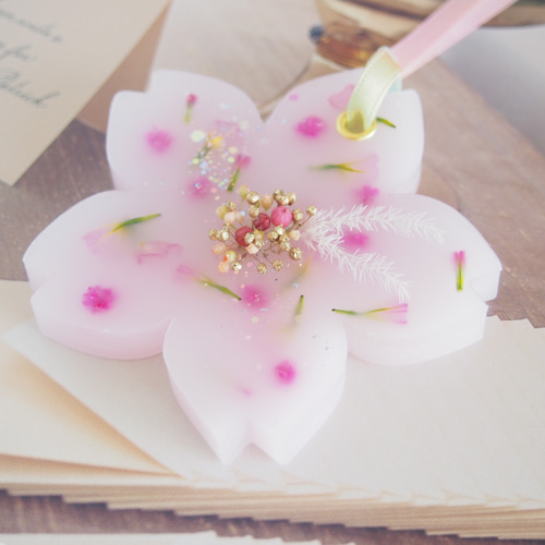 春色 パラフィンワックス ❀桜のアロマワックスサシェ【桜色orグリーン
