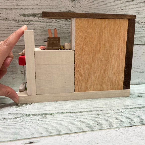 ミニチュアガーデン　ミニチュアカフェ　シュナウザー　木工　インテリア雑貨 6枚目の画像