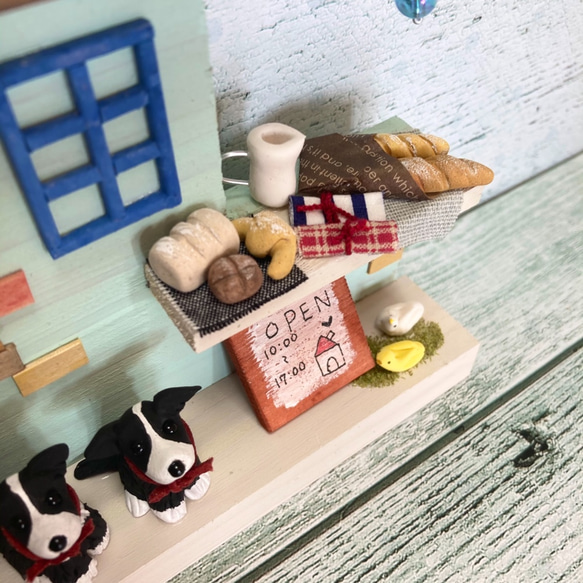 ボーダーコリー　ミニチュアカフェ　インテリア雑貨　木工　　置物　ミニチュアオブジェ 4枚目の画像
