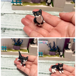 ミニチュアインテリア　猫　ネコ　オブジェ　マグネット　ミニチュアガーデン　木工　インテリア雑貨 2枚目の画像