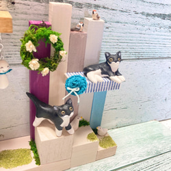 ミニチュアインテリア　猫　ネコ　オブジェ　マグネット　ミニチュアガーデン　木工　インテリア雑貨 7枚目の画像