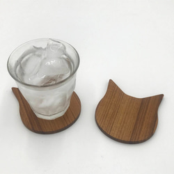 木製ネコ型コースター（タモ） 2枚目の画像