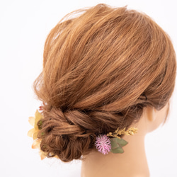 【 夏の結婚式や二次会・パーティーのご列席に 】向日葵の髪飾り アーティフィシャルフラワーのヘッドパーツF 2枚目の画像