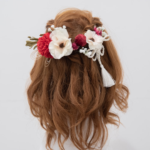 卒業式袴の髪飾りハーフアップA】ドライフラワー風ヘッドパーツ