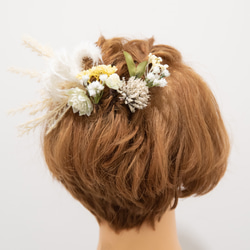 【ショートヘアーやショートボブの花嫁様に】ドライフラワー風ヘッドパーツF　秋冬のBOHOウェディングの髪飾り 3枚目の画像