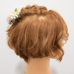 【ショートヘアーやショートボブの花嫁様に】ドライフラワー風ヘッドパーツF　秋冬のBOHOウェディングの髪飾り 5枚目の画像