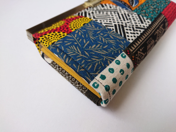 【受注製作】African patchwork★口金長財布 4枚目の画像