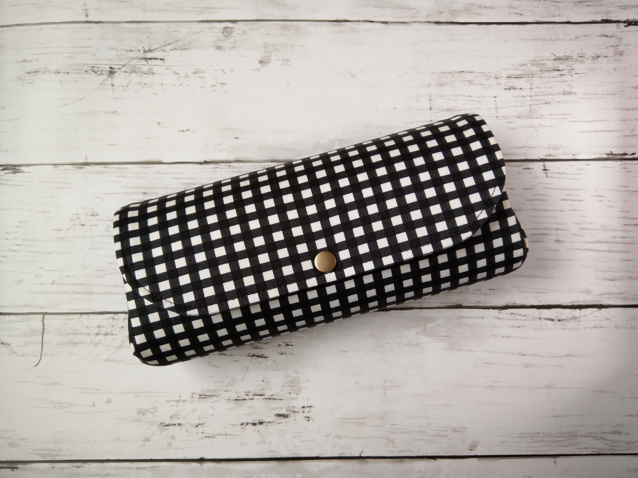 【受注製作】Gingham check ☆black★仕分け長財布