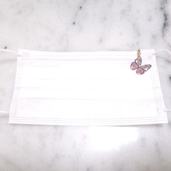 キラリ羽ばたく蝶のマスクチャーム　パープル&イエロー 3枚目の画像