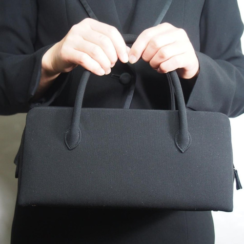 ②日本製 横長ブラックフォーマル ボストンバッグ ボストンバッグ 