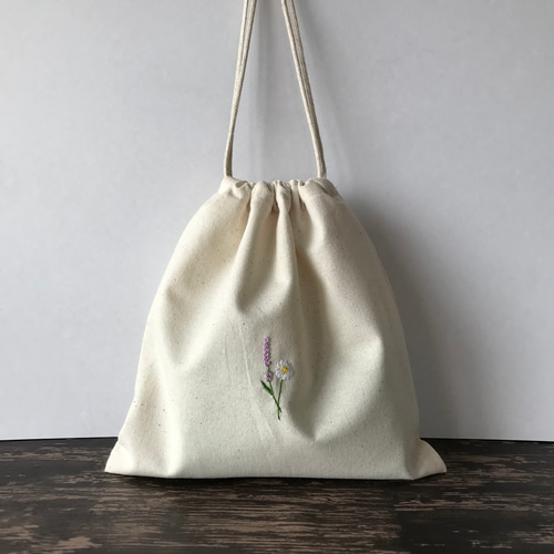 栃木レザーで作ったヌメ革の巾着】 牛革 レザー 本革 シンプル
