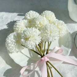 no54，3 件套，圓形白色小菊花，人造花，婚禮配件，用於佈置 第2張的照片