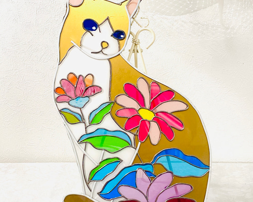 ガラスアート　猫とライオン 0_5514b4b49c4a2528c1ab88218f17