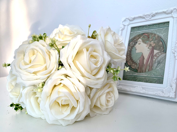 no18,9頭,薔薇の花束,ホワイト,中くらいの薔薇,アーティ no18,9頭,薔薇の花束,ホワイト,中くらいの薔薇,アーティ