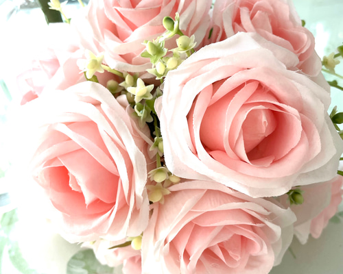 no17,9頭,薔薇ピンク,スタンダード,アーティフィシャルフラワー
