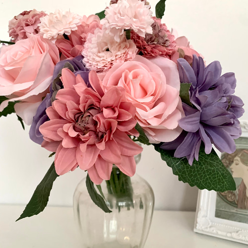 no12,ミックス,くすみカラー, 紫, ピンク, ダリア, 薔薇 , 小菊