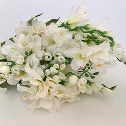 専用 フリージア 露草アレンジ クレイフラワー 2本組フリージア、和風, 白, 小花, アーティフィシャルフラワー