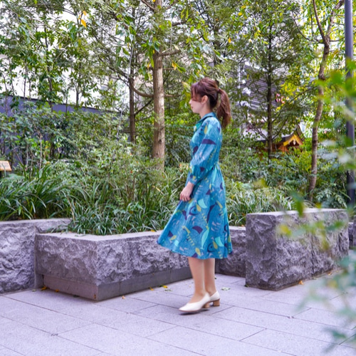 真*魚様 FURFUR 少しくすんだライトブルー 半袖ワンピース 真*魚様