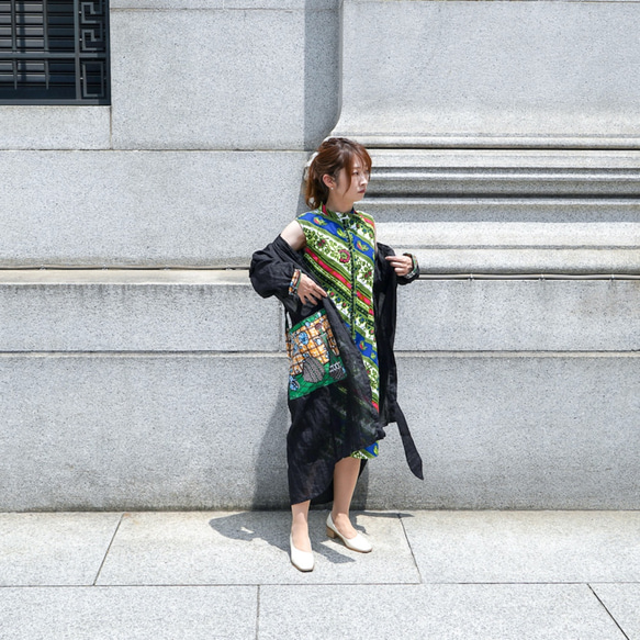 ガシガシ着れる リネン素材 × アフリカンファブリックの羽織り♪ 1枚目の画像
