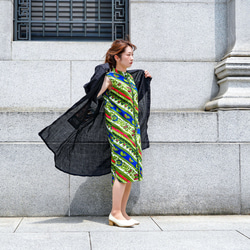 ガシガシ着れる リネン素材 × アフリカンファブリックの羽織り♪ 3枚目の画像