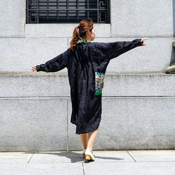 ガシガシ着れる リネン素材 × アフリカンファブリックの羽織り♪ 5枚目の画像