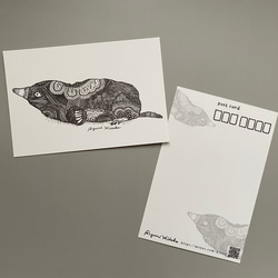 モノクロ動物ポストカード　５枚セット　(絵柄が選べます♪) 10枚目の画像
